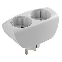 Разветвитель (Тройник) с заземлением плоский ЭРА SP-2e-W 2-м 16А 3500Вт белый картинка 